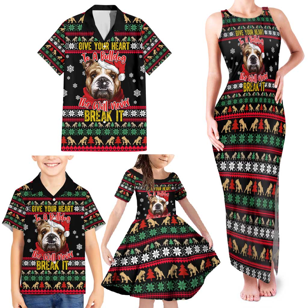 Give Your Heart Bulldog Christmas Family Matching Tank Maxi Dress and Hawaiian Shirt Xmas Holiday Patterns - Wonder Print Shop