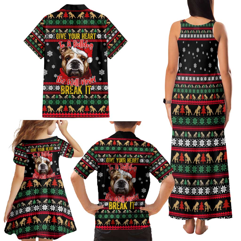 Give Your Heart Bulldog Christmas Family Matching Tank Maxi Dress and Hawaiian Shirt Xmas Holiday Patterns - Wonder Print Shop