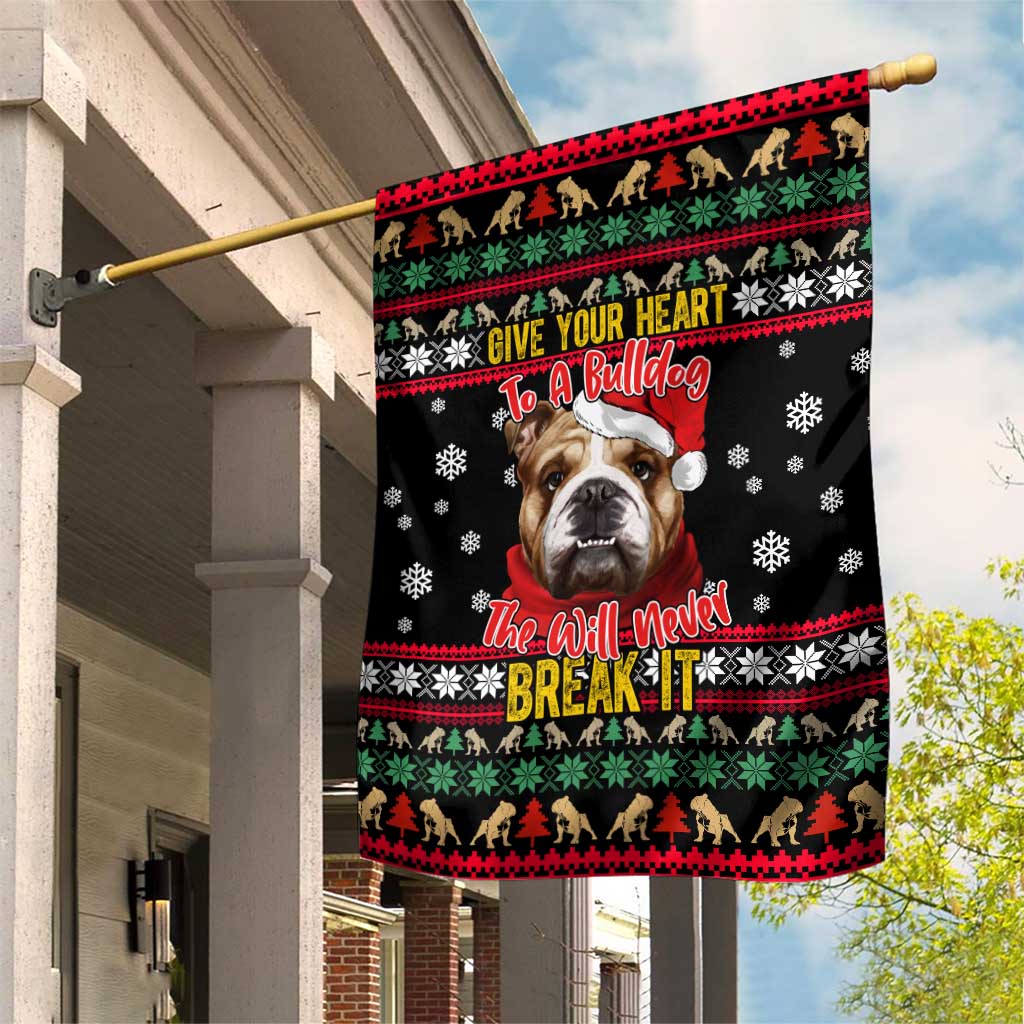 Give Your Heart Bulldog Christmas Garden Flag Xmas Holiday Patterns - Wonder Print Shop