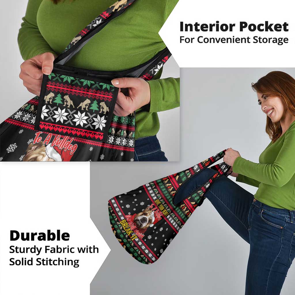 Give Your Heart Bulldog Christmas Grocery Bag Xmas Holiday Patterns - Wonder Print Shop
