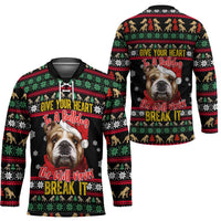 Give Your Heart Bulldog Christmas Hockey Jersey Xmas Holiday Patterns - Wonder Print Shop
