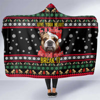 Give Your Heart Bulldog Christmas Hooded Blanket Xmas Holiday Patterns - Wonder Print Shop