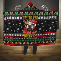 Give Your Heart Bulldog Christmas Hooded Blanket Xmas Holiday Patterns - Wonder Print Shop