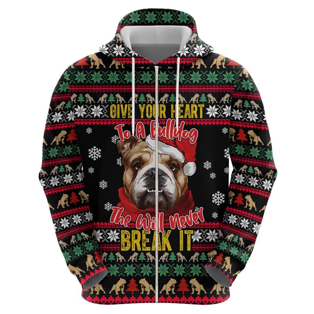Give Your Heart Bulldog Christmas Hoodie Xmas Holiday Patterns - Wonder Print Shop