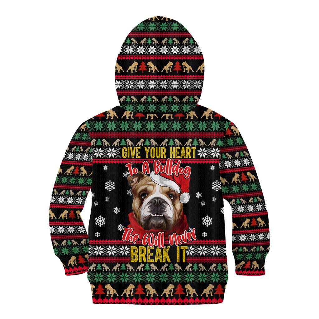 Give Your Heart Bulldog Christmas Kid Hoodie Xmas Holiday Patterns - Wonder Print Shop