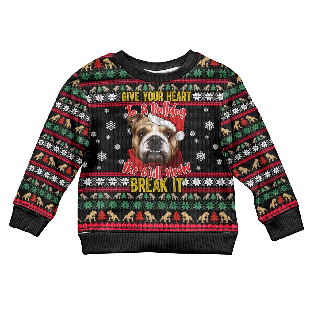 Give Your Heart Bulldog Christmas Kid Ugly Christmas Sweater Xmas Holiday Patterns - Wonder Print Shop
