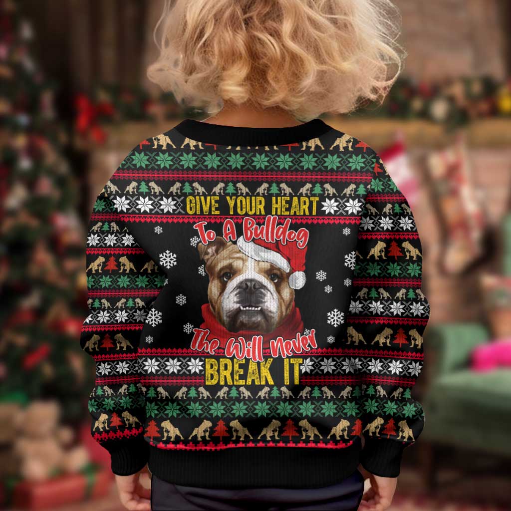 Give Your Heart Bulldog Christmas Kid Ugly Christmas Sweater Xmas Holiday Patterns - Wonder Print Shop