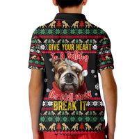 Give Your Heart Bulldog Christmas Kid Polo Shirt Xmas Holiday Patterns - Wonder Print Shop