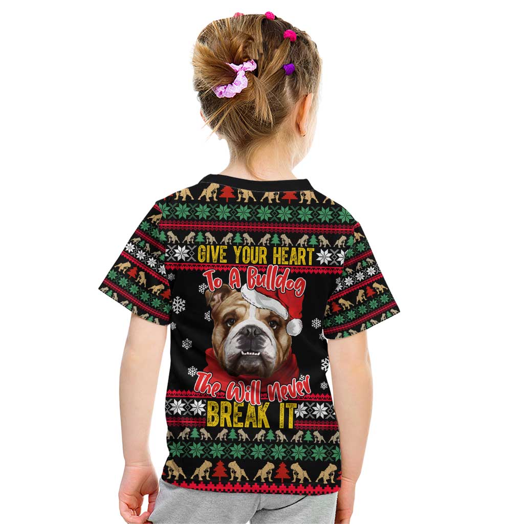 Give Your Heart Bulldog Christmas Kid T Shirt Xmas Holiday Patterns - Wonder Print Shop
