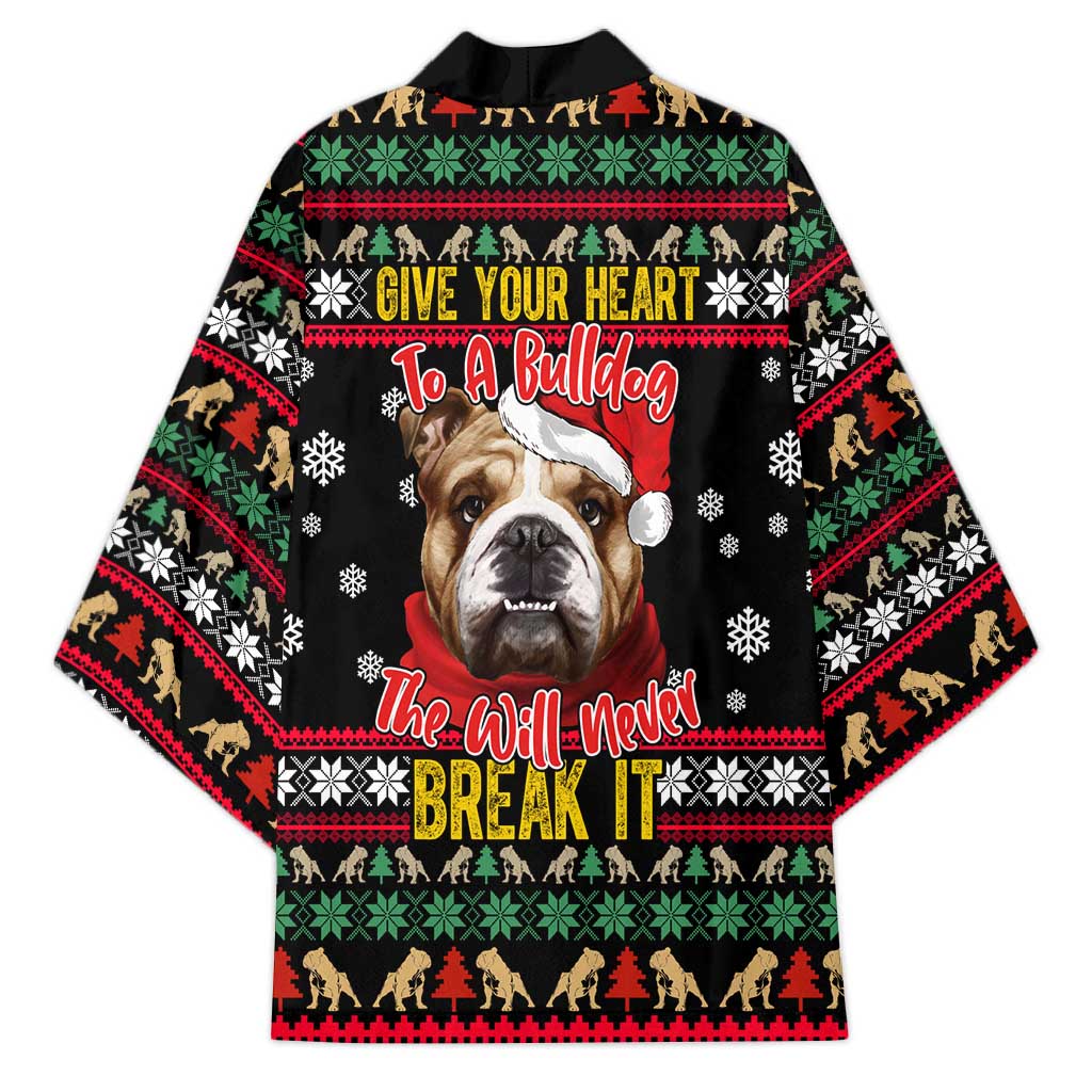 Give Your Heart Bulldog Christmas Kimono Xmas Holiday Patterns - Wonder Print Shop