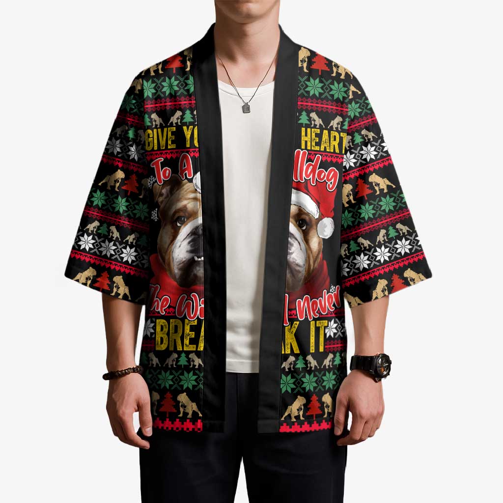 Give Your Heart Bulldog Christmas Kimono Xmas Holiday Patterns - Wonder Print Shop