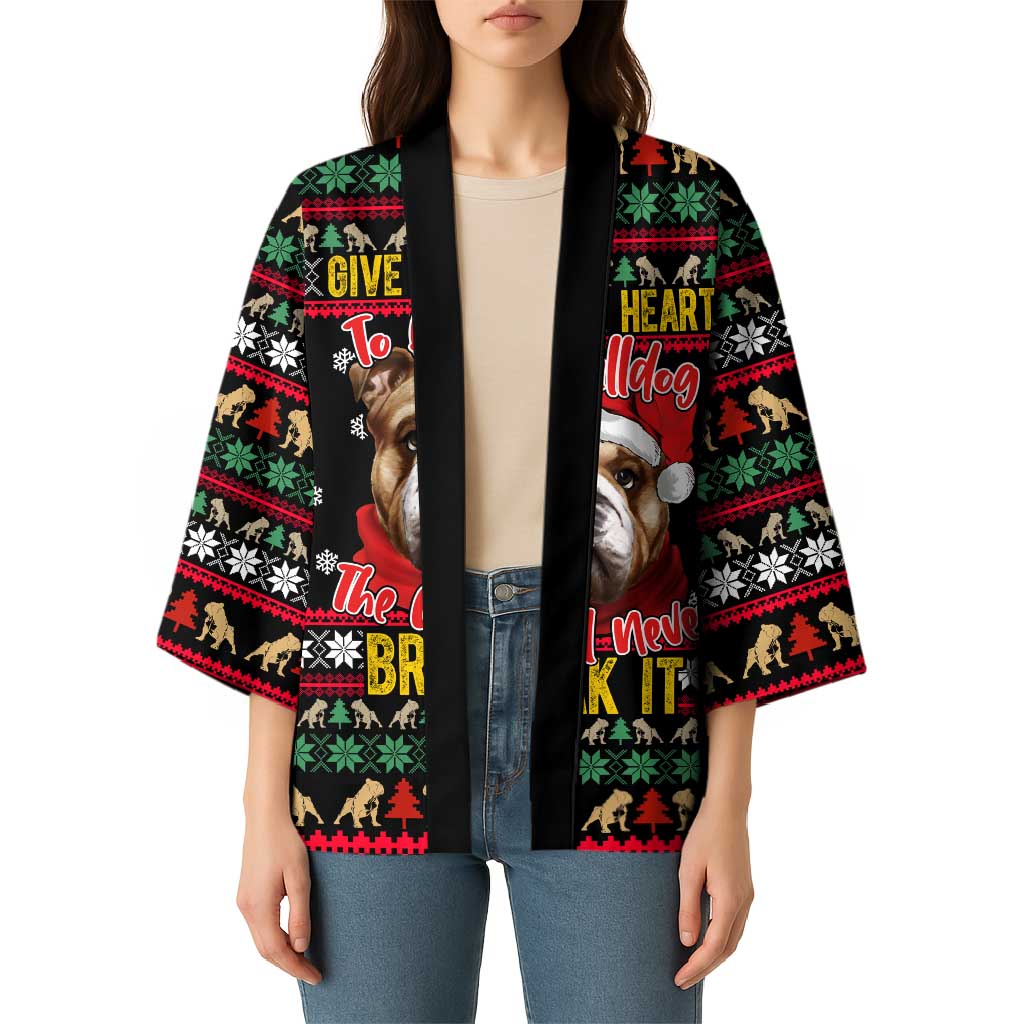 Give Your Heart Bulldog Christmas Kimono Xmas Holiday Patterns - Wonder Print Shop