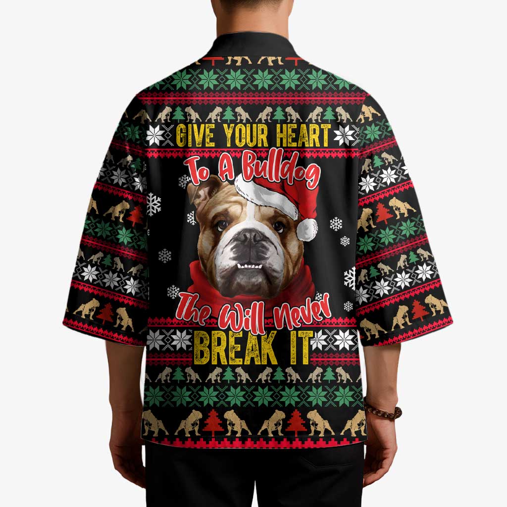 Give Your Heart Bulldog Christmas Kimono Xmas Holiday Patterns - Wonder Print Shop