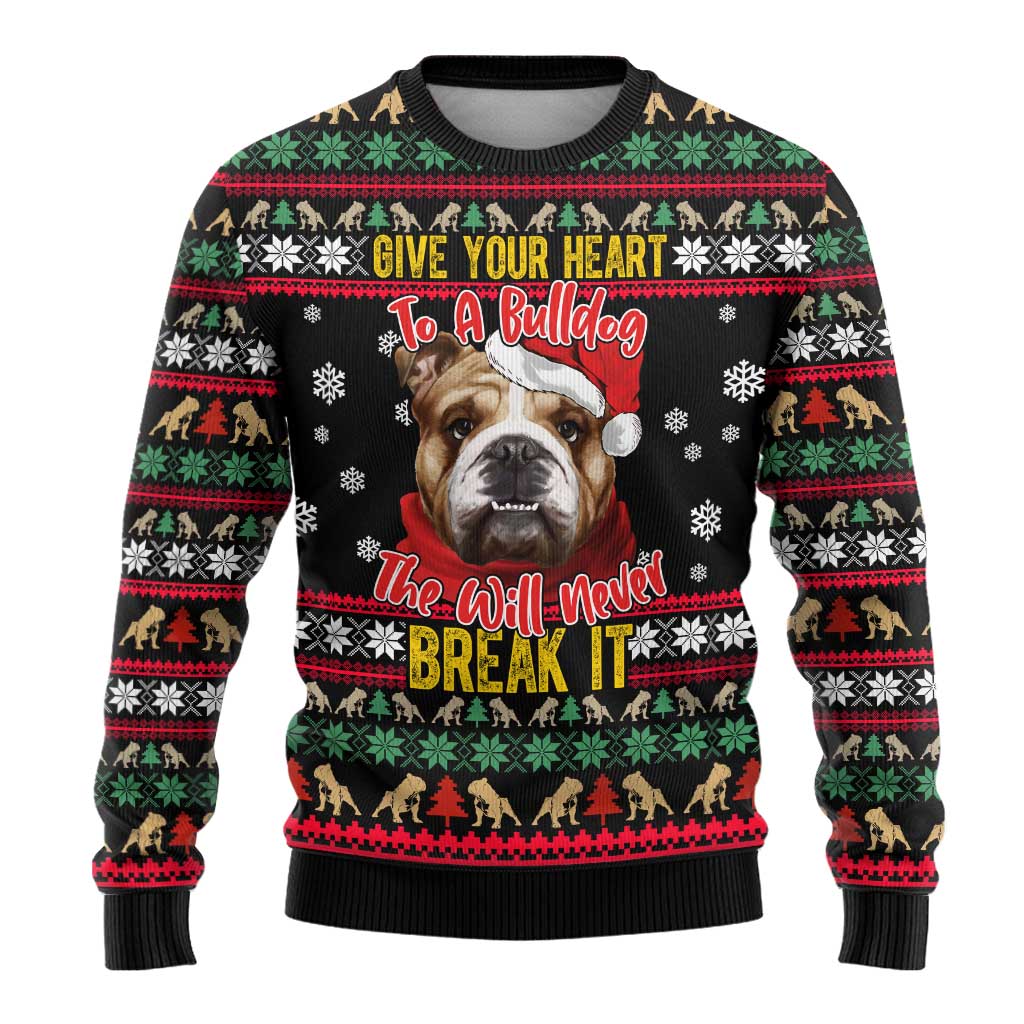Give Your Heart Bulldog Christmas Ugly Christmas Sweater Xmas Holiday Patterns - Wonder Print Shop
