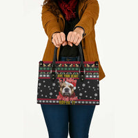 Give Your Heart Bulldog Christmas Leather Bag Xmas Holiday Patterns - Wonder Print Shop