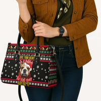 Give Your Heart Bulldog Christmas Leather Bag Xmas Holiday Patterns - Wonder Print Shop