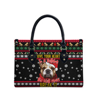 Give Your Heart Bulldog Christmas Leather Bag Xmas Holiday Patterns - Wonder Print Shop