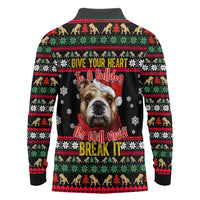 Give Your Heart Bulldog Christmas Long Sleeve Polo Shirt Xmas Holiday Patterns - Wonder Print Shop