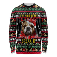 Give Your Heart Bulldog Christmas Long Sleeve Shirt Xmas Holiday Patterns - Wonder Print Shop