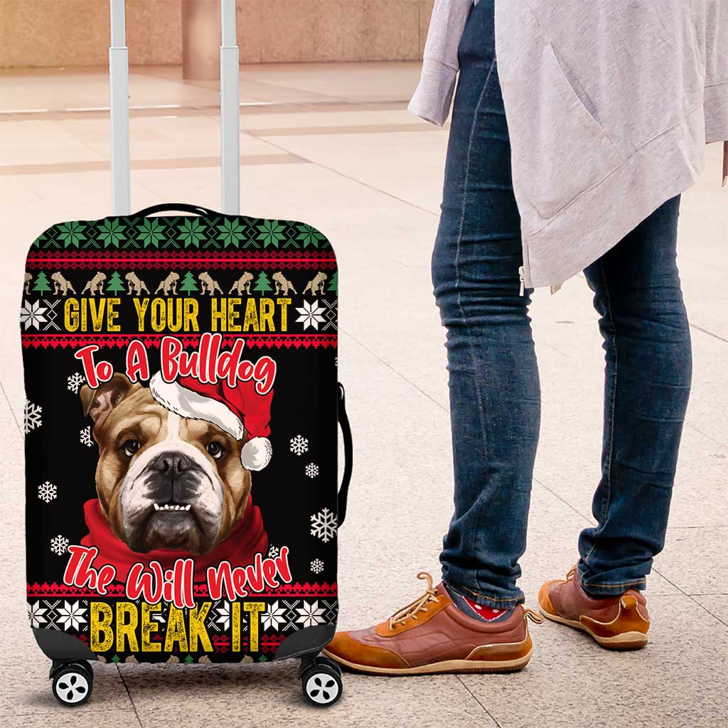 Give Your Heart Bulldog Christmas Luggage Cover Xmas Holiday Patterns - Wonder Print Shop