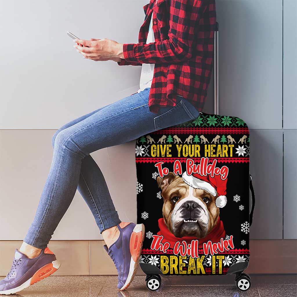 Give Your Heart Bulldog Christmas Luggage Cover Xmas Holiday Patterns - Wonder Print Shop