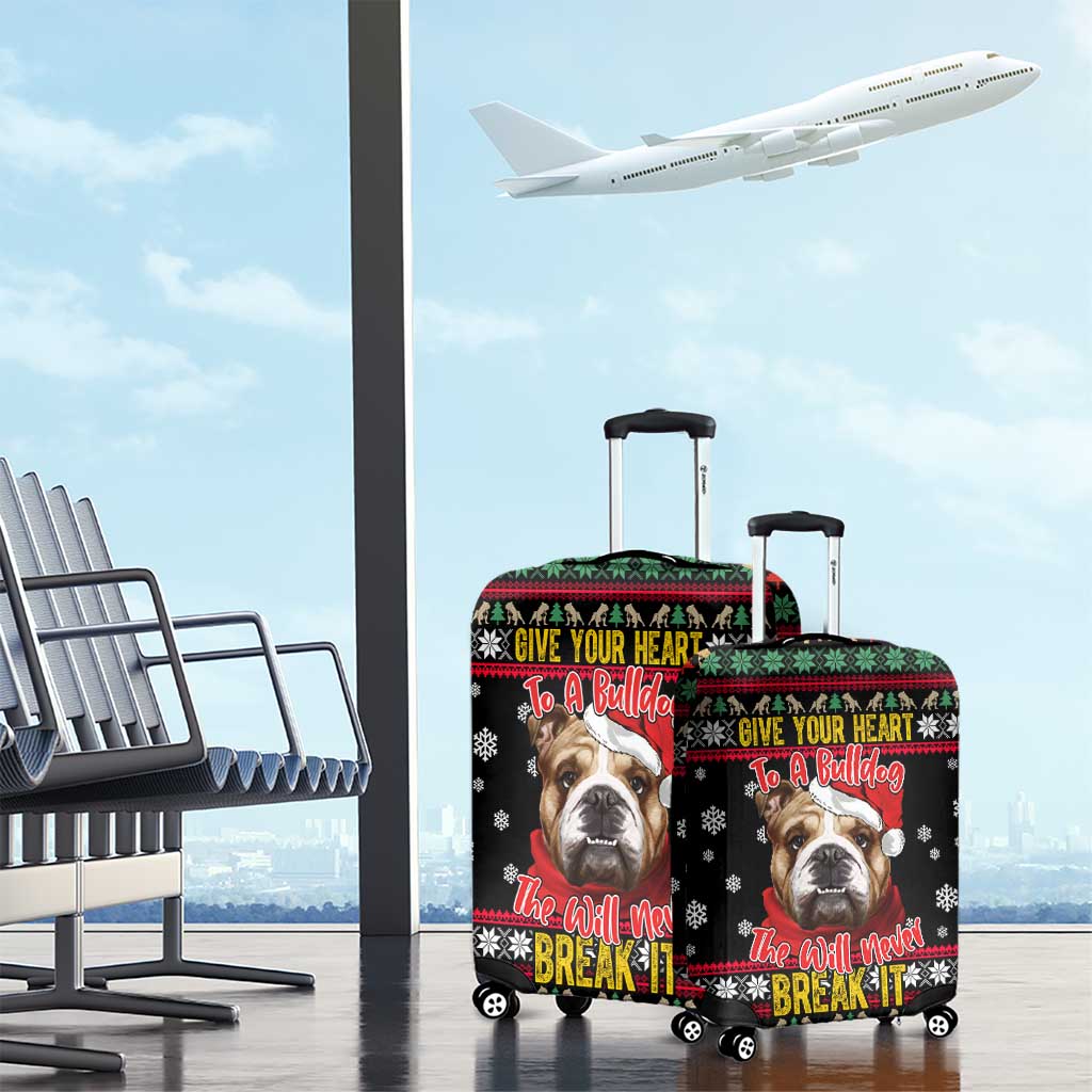 Give Your Heart Bulldog Christmas Luggage Cover Xmas Holiday Patterns - Wonder Print Shop