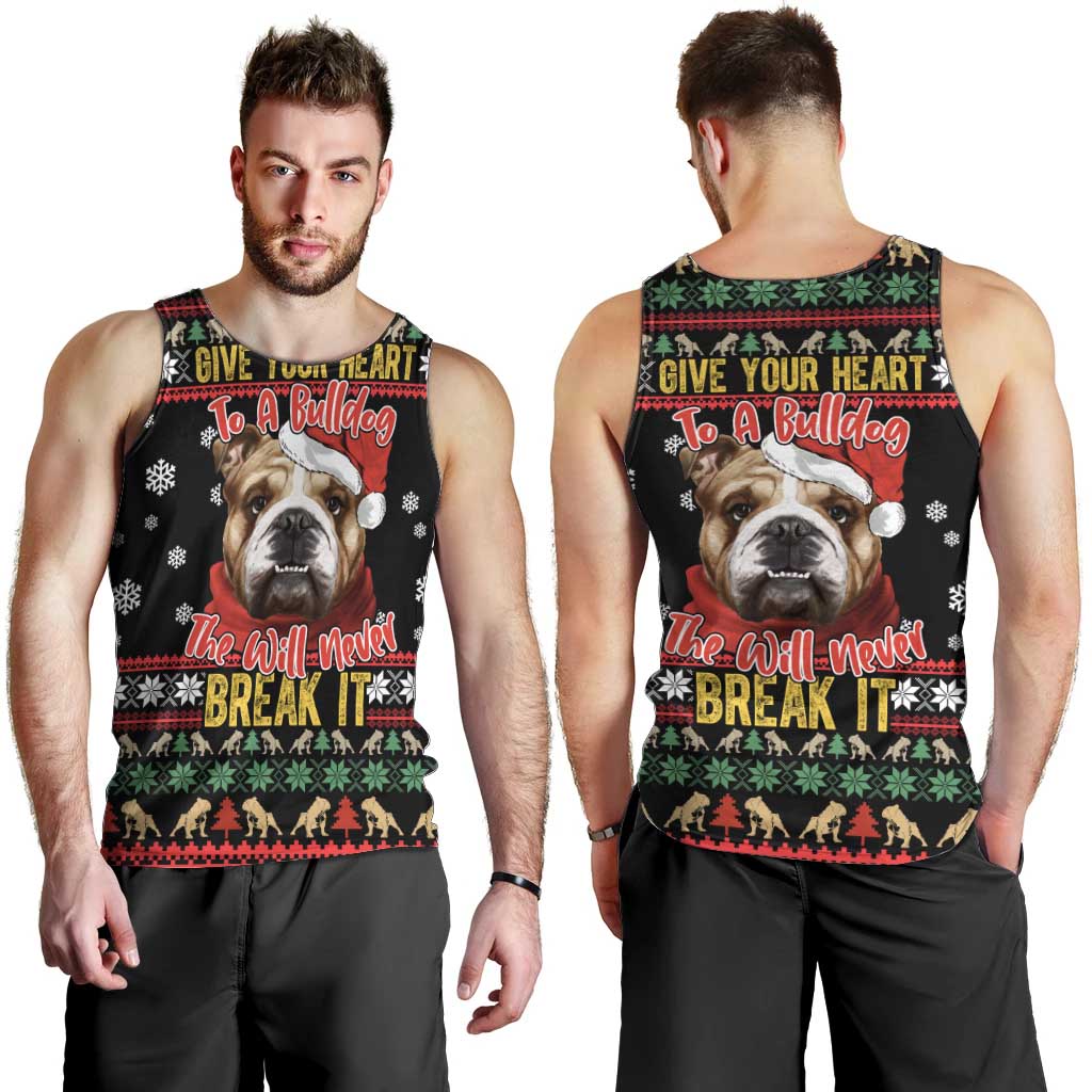 Give Your Heart Bulldog Christmas Men Tank Top Xmas Holiday Patterns - Wonder Print Shop