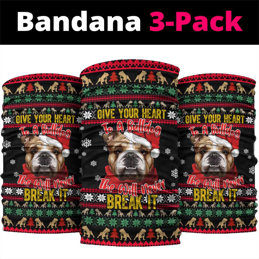 Give Your Heart Bulldog Christmas Neck Gaiter Xmas Holiday Patterns - Wonder Print Shop