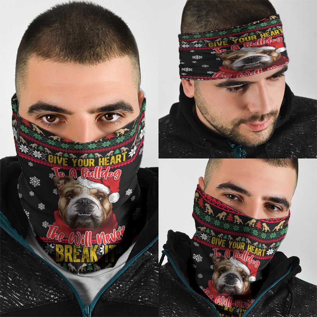 Give Your Heart Bulldog Christmas Neck Gaiter Xmas Holiday Patterns - Wonder Print Shop