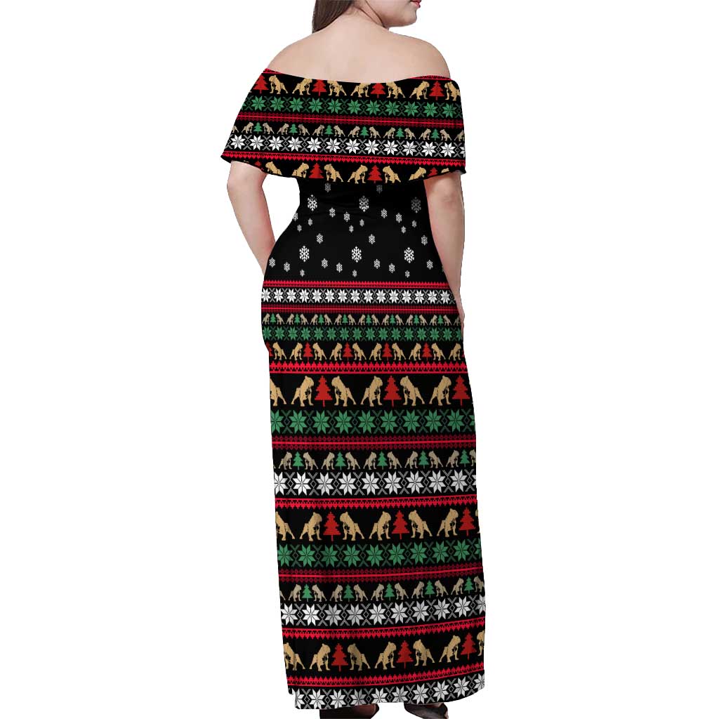 Give Your Heart Bulldog Christmas Off Shoulder Maxi Dress Xmas Holiday Patterns - Wonder Print Shop