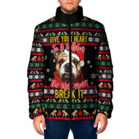 Give Your Heart Bulldog Christmas Padded Jacket Xmas Holiday Patterns - Wonder Print Shop