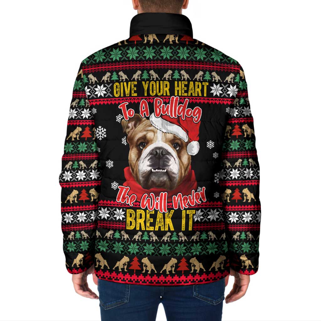 Give Your Heart Bulldog Christmas Padded Jacket Xmas Holiday Patterns - Wonder Print Shop