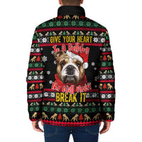 Give Your Heart Bulldog Christmas Padded Jacket Xmas Holiday Patterns - Wonder Print Shop