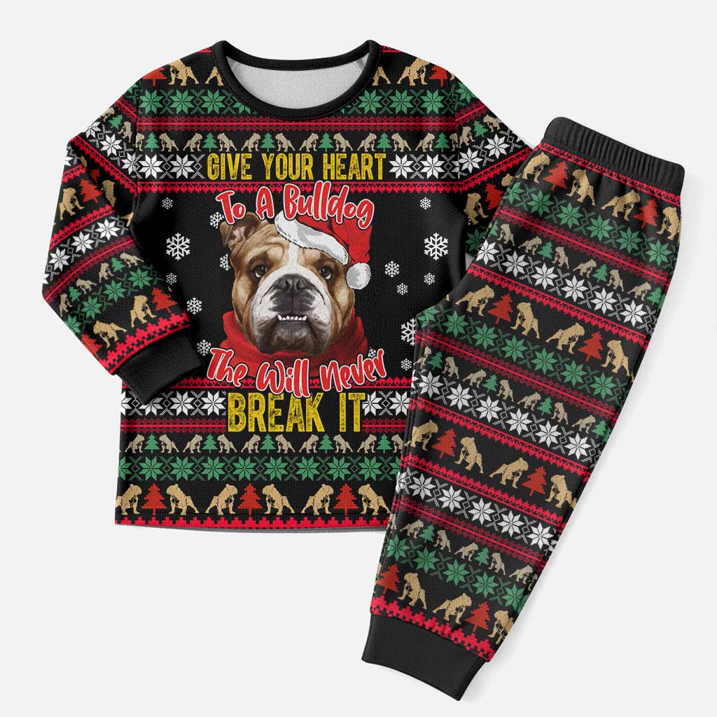 Give Your Heart Bulldog Christmas Pajama Set Xmas Holiday Patterns - Wonder Print Shop