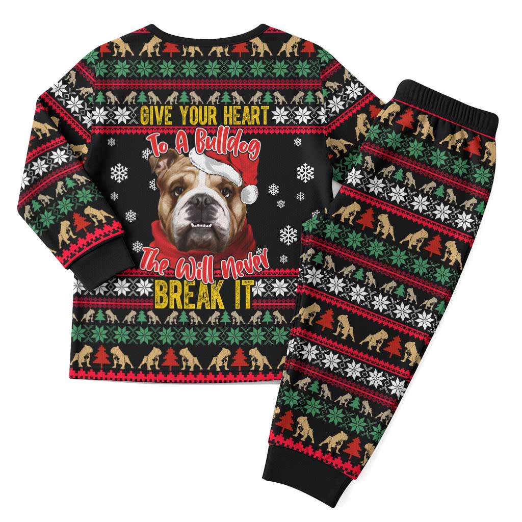 Give Your Heart Bulldog Christmas Pajama Set Xmas Holiday Patterns - Wonder Print Shop