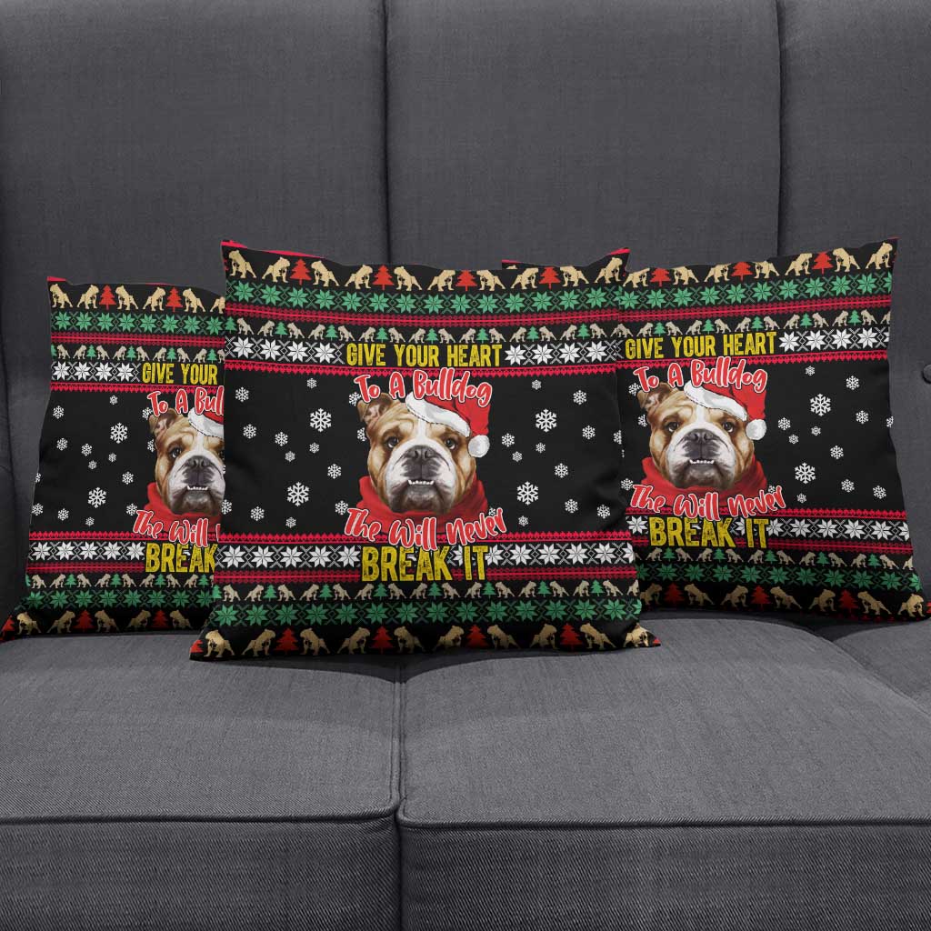 Give Your Heart Bulldog Christmas Pillow Cover Xmas Holiday Patterns - Wonder Print Shop