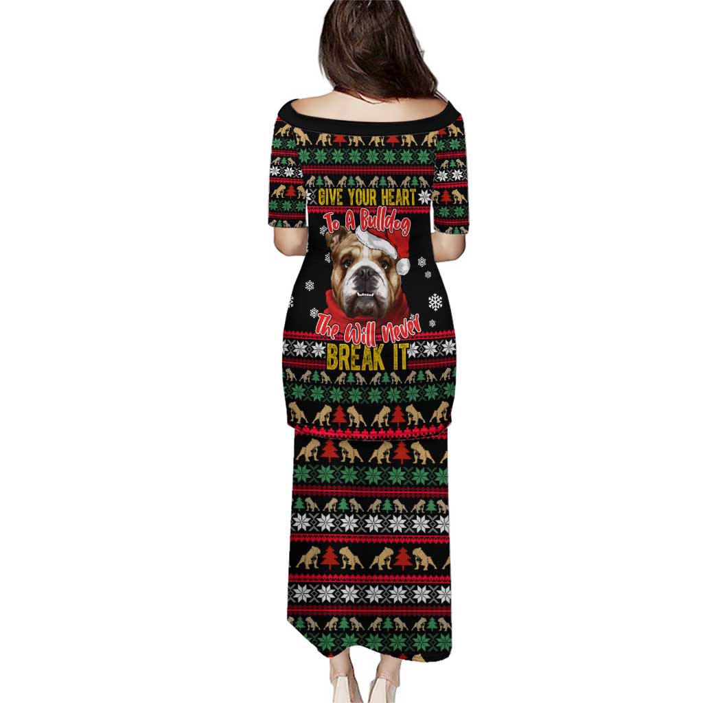 Give Your Heart Bulldog Christmas Puletasi Xmas Holiday Patterns - Wonder Print Shop