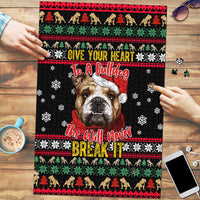 Give Your Heart Bulldog Christmas Puzzle Xmas Holiday Patterns - Wonder Print Shop