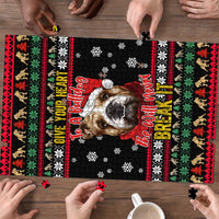 Give Your Heart Bulldog Christmas Puzzle Xmas Holiday Patterns - Wonder Print Shop