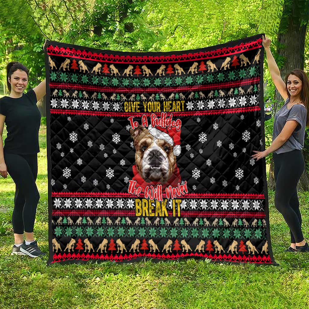 Give Your Heart Bulldog Christmas Quilt Xmas Holiday Patterns - Wonder Print Shop