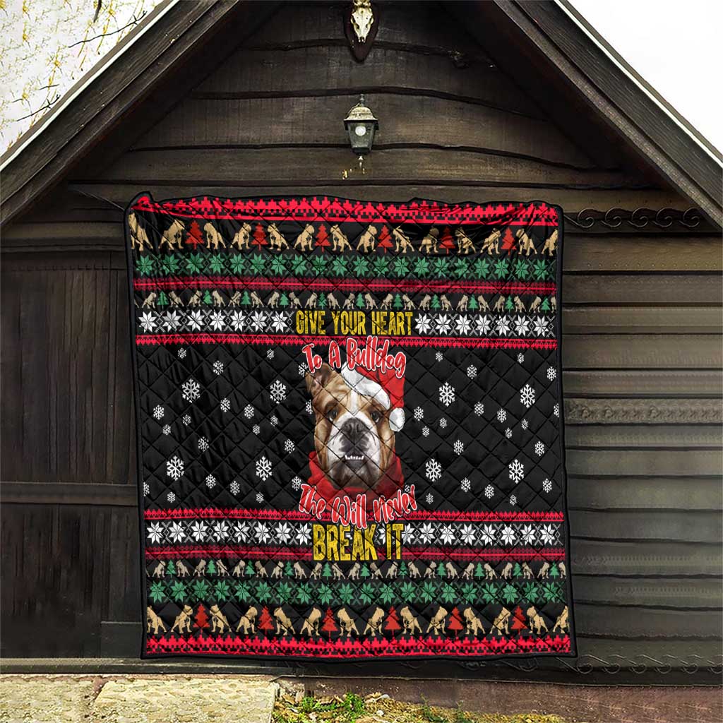 Give Your Heart Bulldog Christmas Quilt Xmas Holiday Patterns - Wonder Print Shop