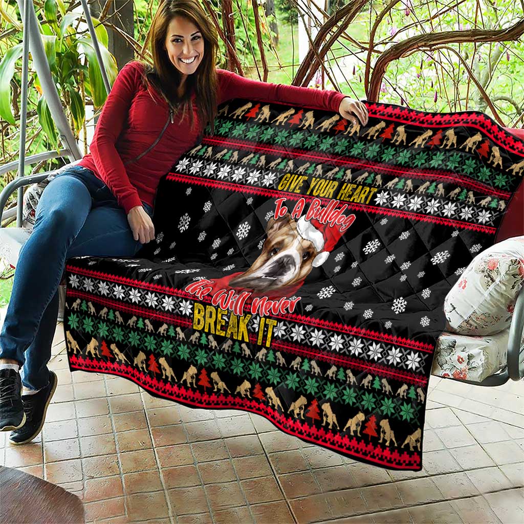 Give Your Heart Bulldog Christmas Quilt Xmas Holiday Patterns - Wonder Print Shop