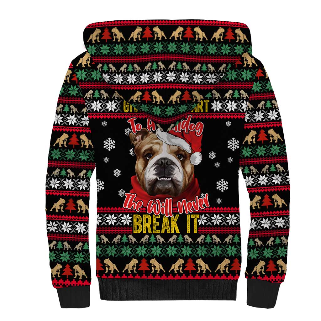 Give Your Heart Bulldog Christmas Sherpa Hoodie Xmas Holiday Patterns - Wonder Print Shop