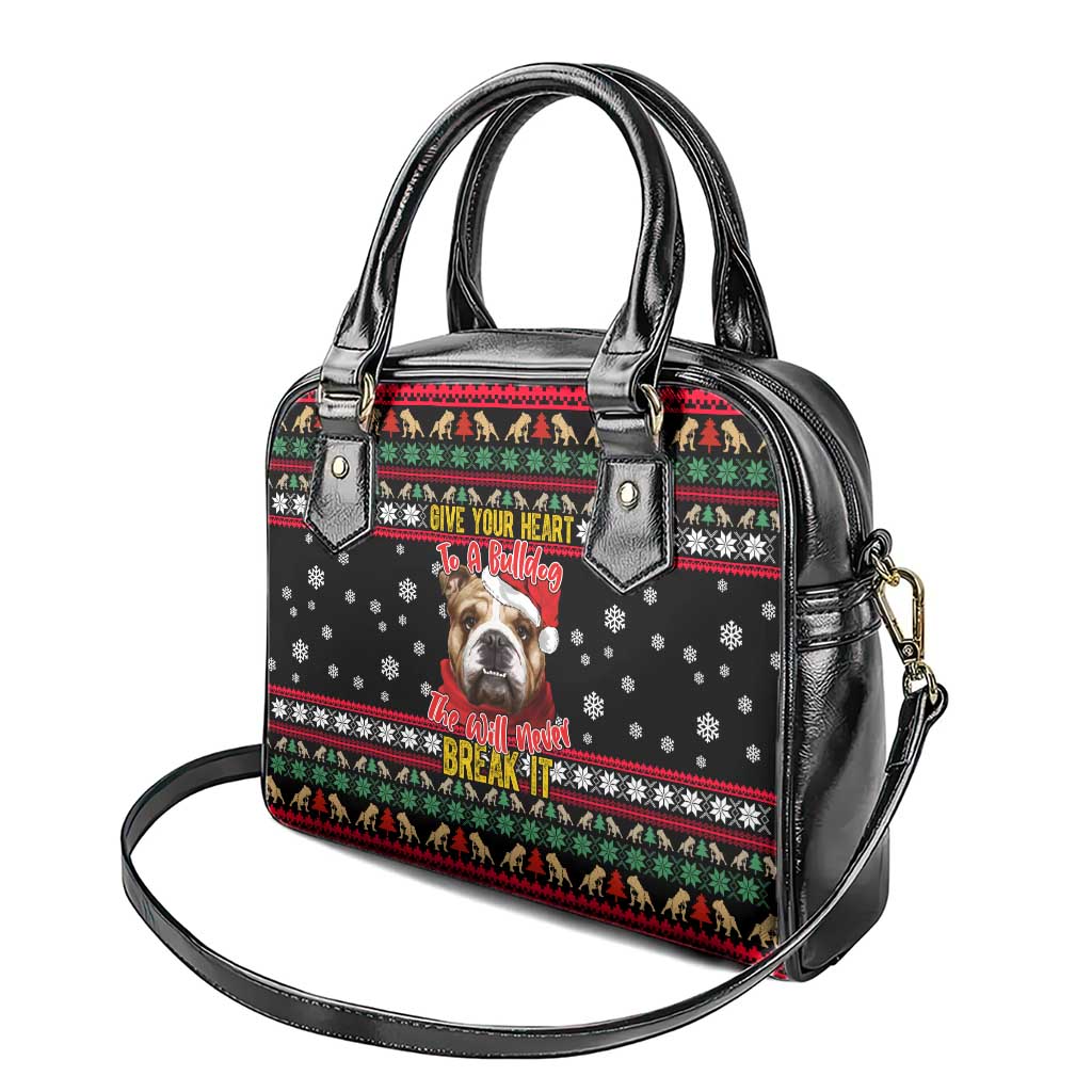 Give Your Heart Bulldog Christmas Shoulder Handbag Xmas Holiday Patterns - Wonder Print Shop