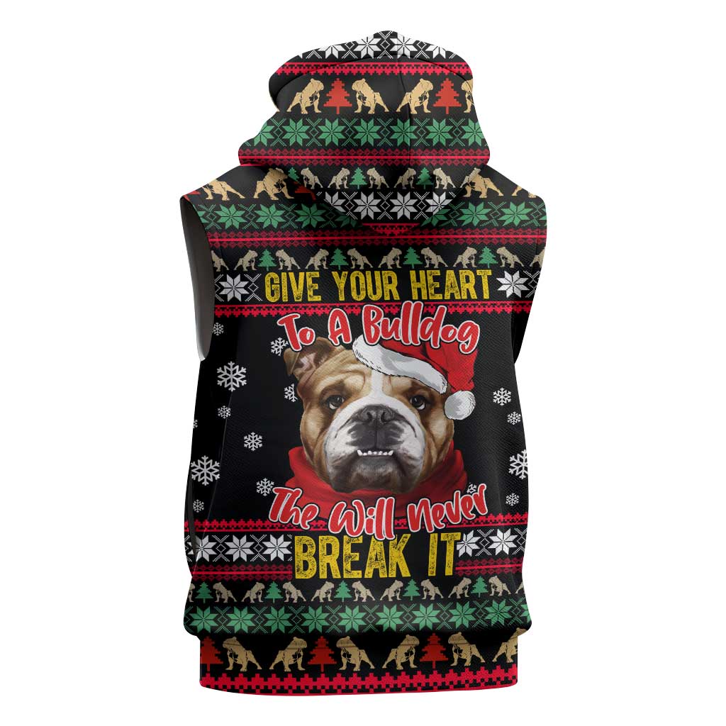 Give Your Heart Bulldog Christmas Sleeveless Hoodie Xmas Holiday Patterns - Wonder Print Shop
