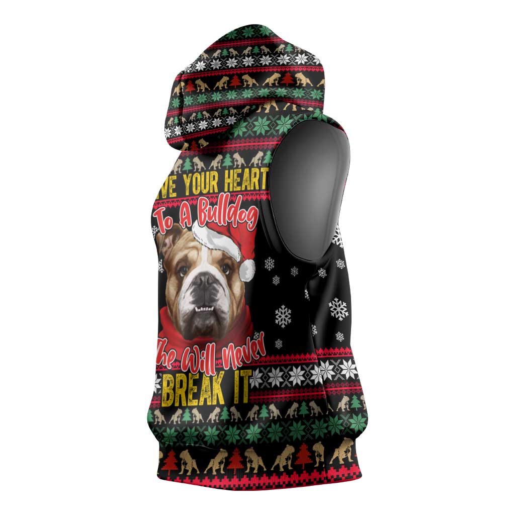 Give Your Heart Bulldog Christmas Sleeveless Hoodie Xmas Holiday Patterns - Wonder Print Shop