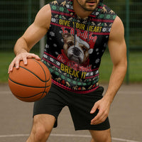 Give Your Heart Bulldog Christmas Sleeveless Hoodie Xmas Holiday Patterns - Wonder Print Shop