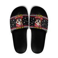 Give Your Heart Bulldog Christmas Slide Sandals Xmas Holiday Patterns - Wonder Print Shop