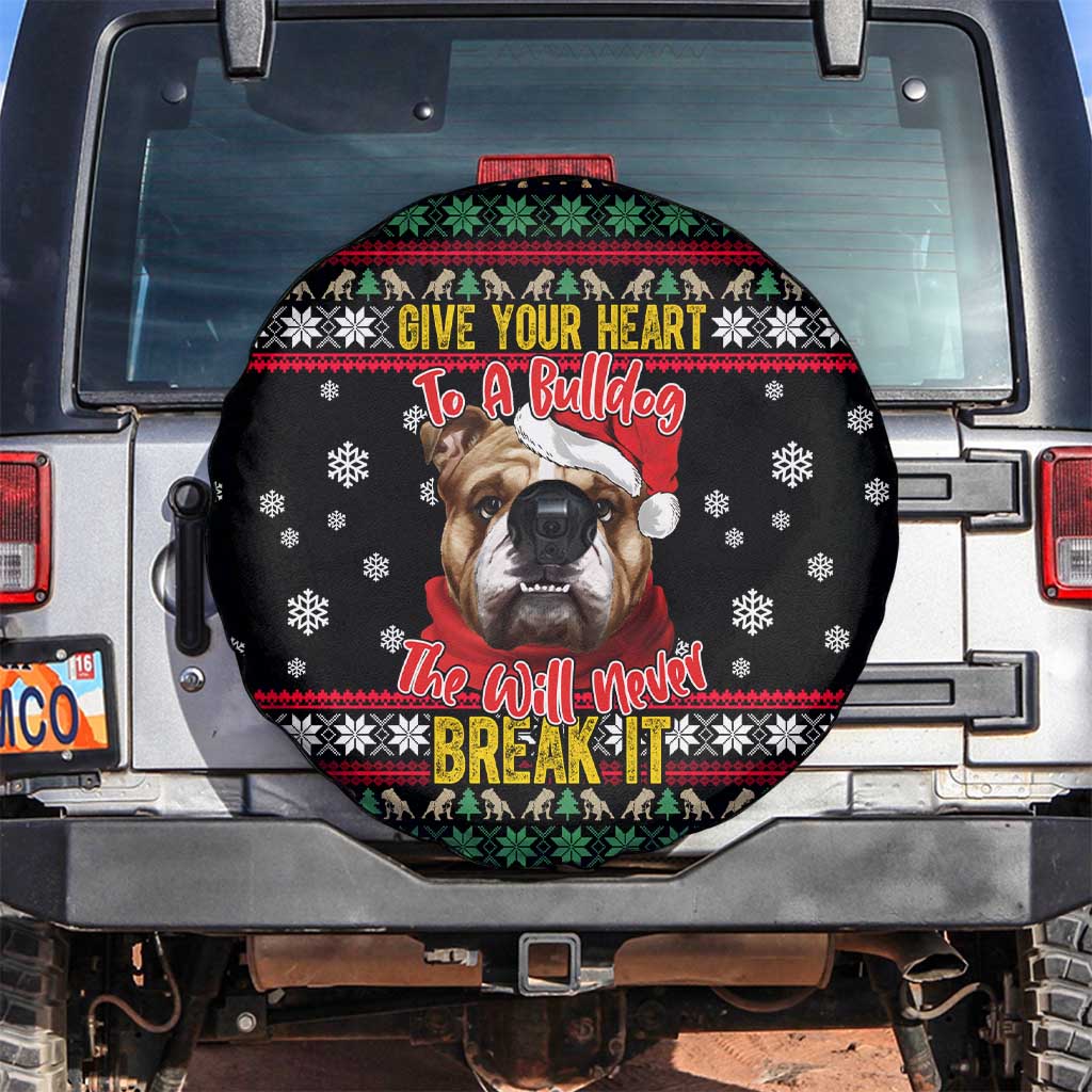 Give Your Heart Bulldog Christmas Spare Tire Cover Xmas Holiday Patterns - Wonder Print Shop