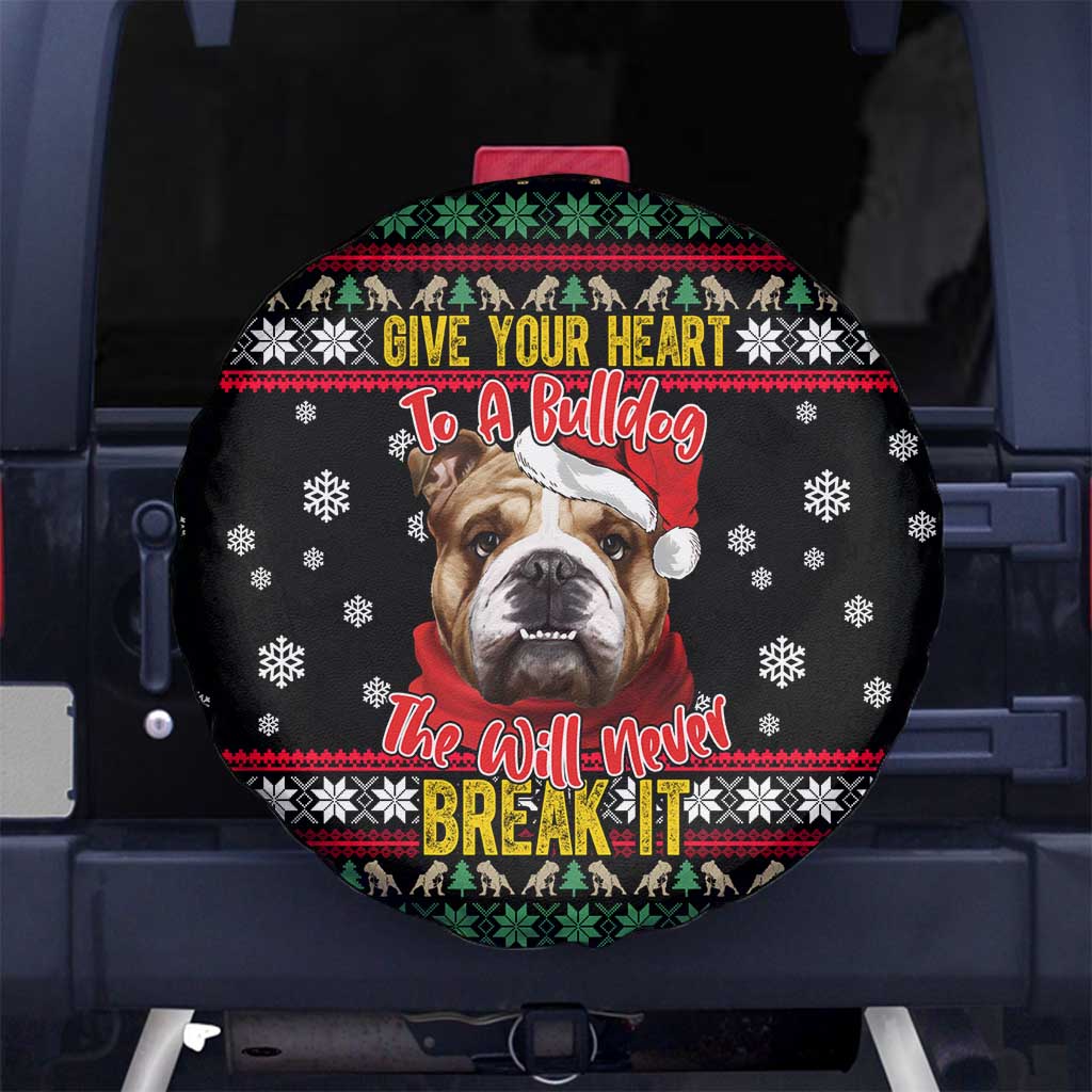 Give Your Heart Bulldog Christmas Spare Tire Cover Xmas Holiday Patterns - Wonder Print Shop